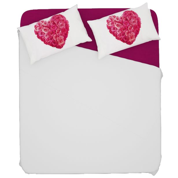 Completo lenzuola cotone per letto Matrimoniale Cuore con stampa digitale  L294