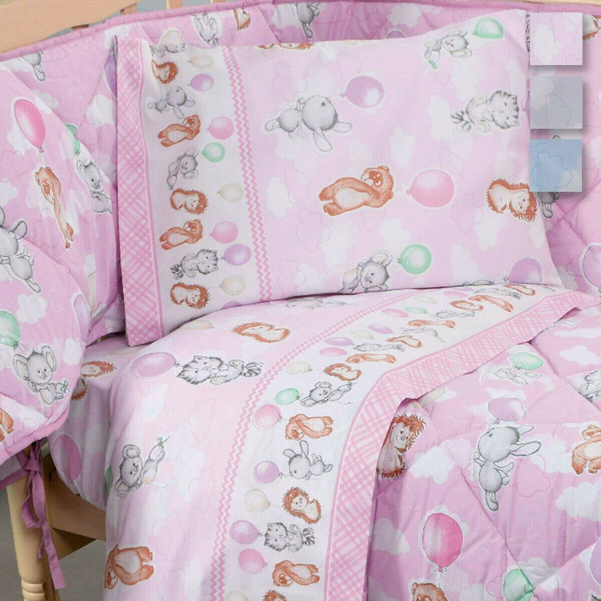 Completo lenzuola Vezze di Biancaluna in flanella per Lettino baby